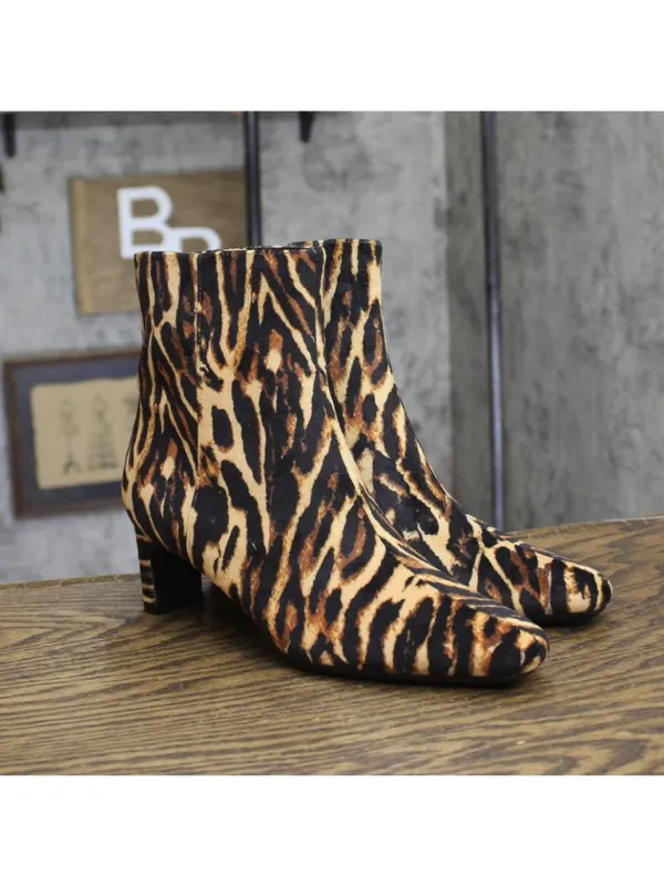 NWT A New Day Tigris Block Heel Ankle Boots 94568624 Tiger Print Brown 6M - Image 2