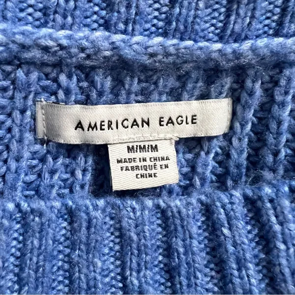 American Eagle AE Blue Oversized Dreamspun Long Sleeve Crew Neck Sweater Medium. - Image 4