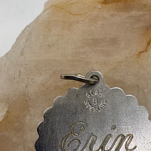 Vintage Beau Sterling Silver Girl Silhouette Charm Pendant Engraved Erin 1981 - Image 4