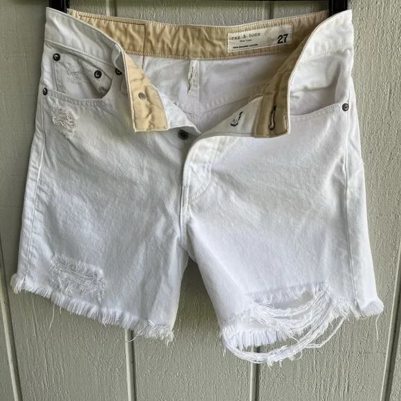 Rag & Bone Maya Ultra High Rise 5” Midi Short Organic Cotton in Summer‎ White 27 - Image 4