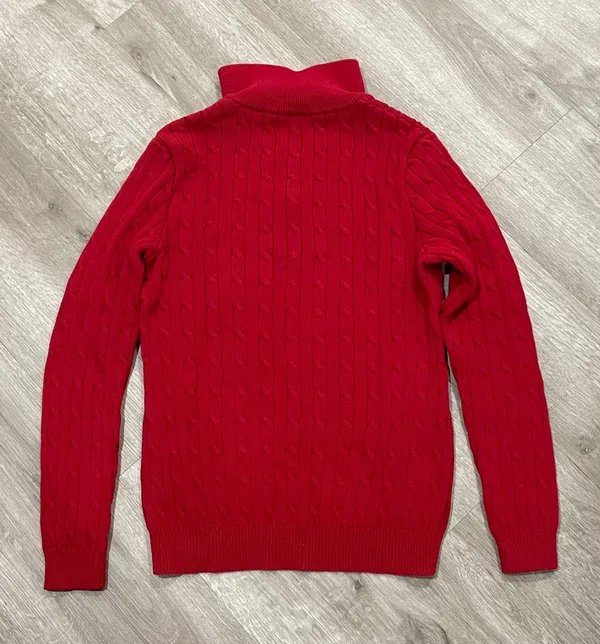 Ralph Lauren Red Cable Knit Sweater - Image 4