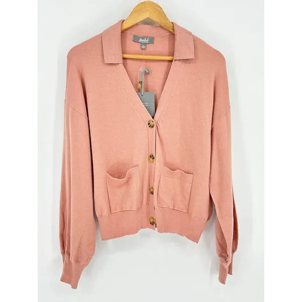 NWT Marled Reunited Clothing Cardigan‎ Sweater Dusty Rose Button Down Large - Image 3