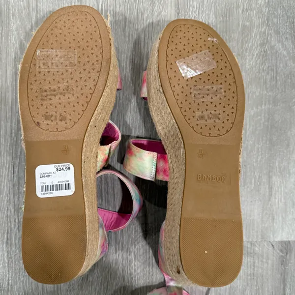 BAMBOO Multicolor Tie-Dye Wedge Sandals - Image 11