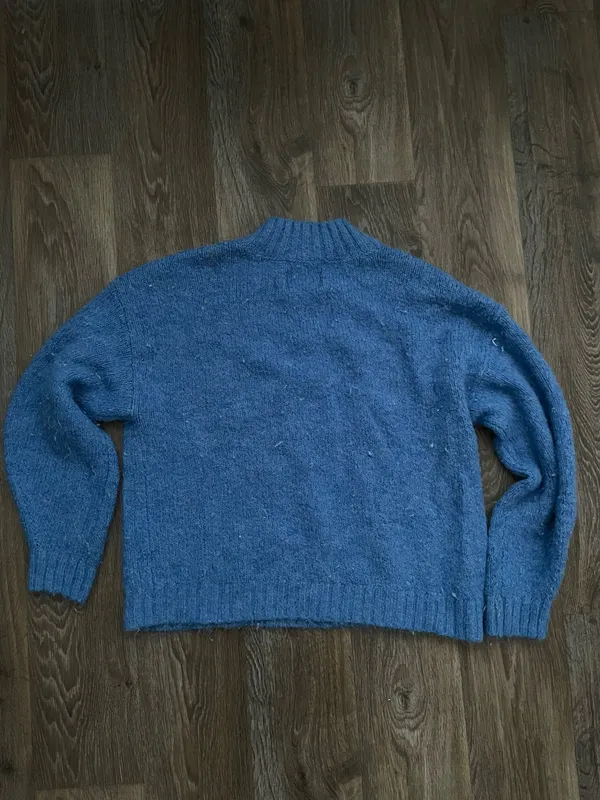 Pistola Alpaca Blend Blue Mock Neck Sweater Small Fuzzy Knit Pullover - Image 5