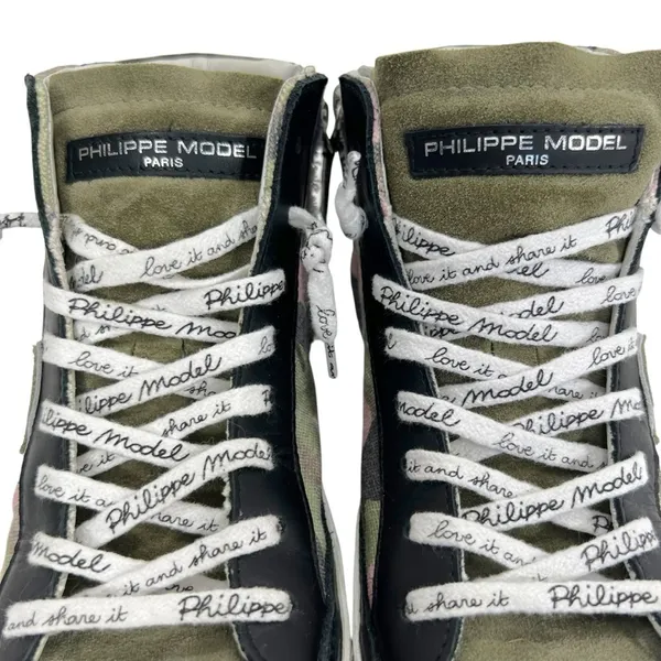Philippe Model PRSX High Sneaker in Camouflage Military Fuschia Green Size 6 - Image 6