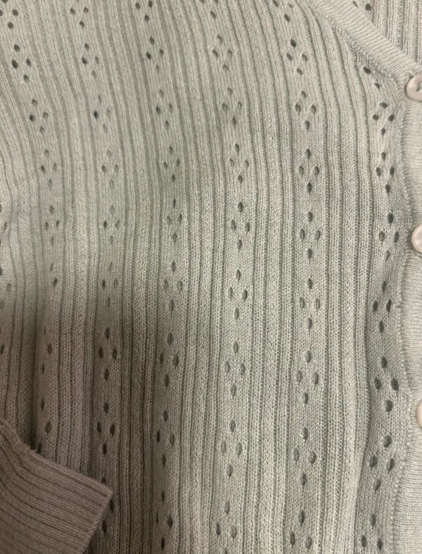 Brandy Melville Ribbed Pointelle V-Neck Cardigan Sweater - Image 3