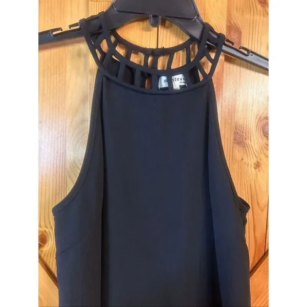 Monteau Women’s Sleeveless Black Dress Lattice Cutout Neckline Size XS (5717) - Image 2