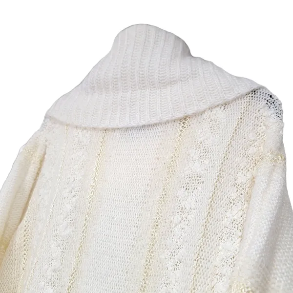 80s Vintage Le Chois Ivory Thick Knit Sweater Women's Size Large - Image 9
