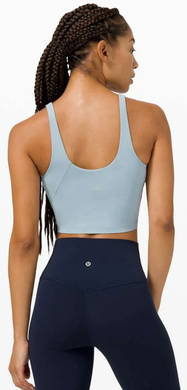 Lululemon Align Tank Chambray Light Blue Size 14 Nulu Scoop Neck Bra Crop Top - Image 2