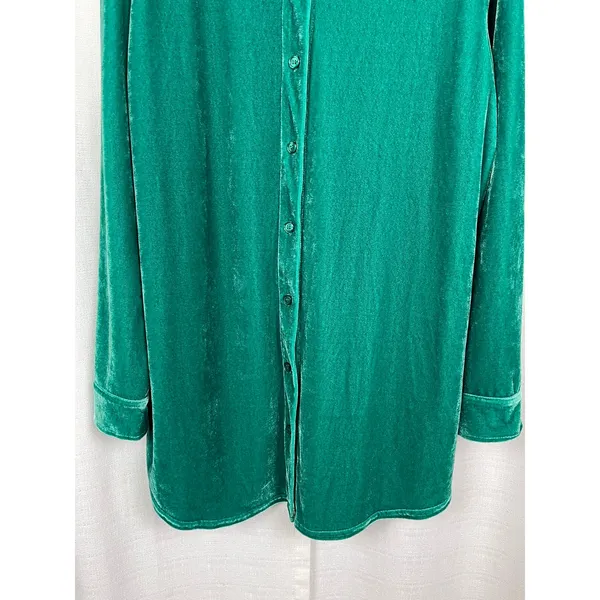 Soft Surroundings Green Velvet Button Up Blouse Sz.L - Image 9
