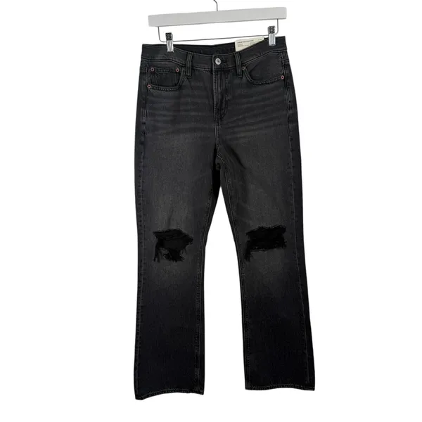 American Eagle 90s Bootcut Jeans Black‎ Distressed Mid Rise NEW Womens 4 Short - Image 2