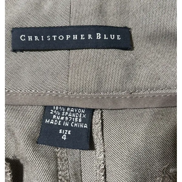 CHRISTOPHER BLUE Bootcut Dress Pants Lightweight Sz 4. Taupe Career Classic Chic - Image 4
