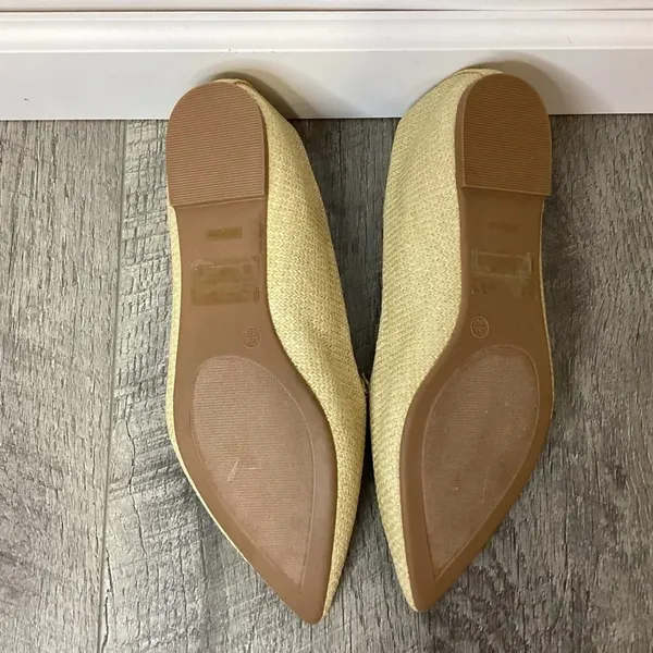Lulu's Eliane Natural Raffia Pointed Toe Flats Size 10 - Image 6