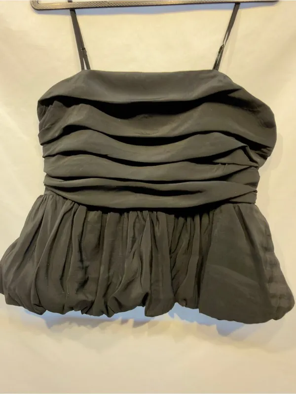 A New Day Women's Black Ruched Peplum Cami Top size Medium NWT - Image 5