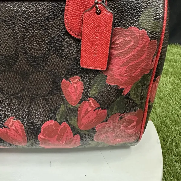 Coach Canvas Mini‎ Bennett Brown Rose Floral Red - Image 4