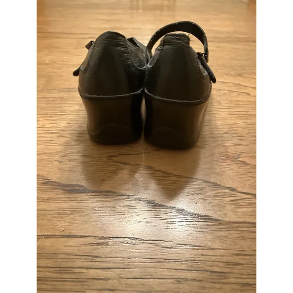 Sonoma Black Leather Mary Jane Wedge Heels Hook & Loop Strap Round Toe 8.5M - Image 3