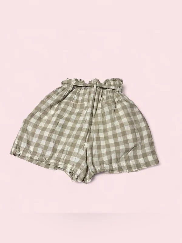 a new day Beige and White Gingham Paperbag Waist Shorts - Image 2