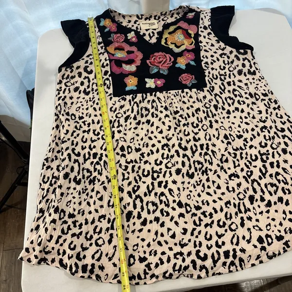 Savanna‎ Jane Boho Floral Embroidered Leopard Print Dress Flutter Sleeve Size 2X - Image 8
