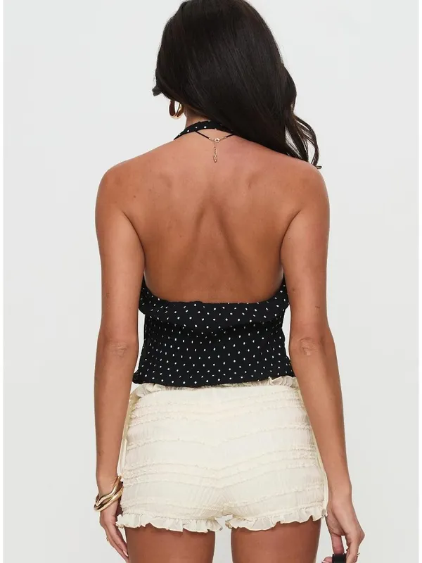 LIONESS Brat Halter Top in Onyx Polka XSmall New Womens Sleeveless Tank - Image 10