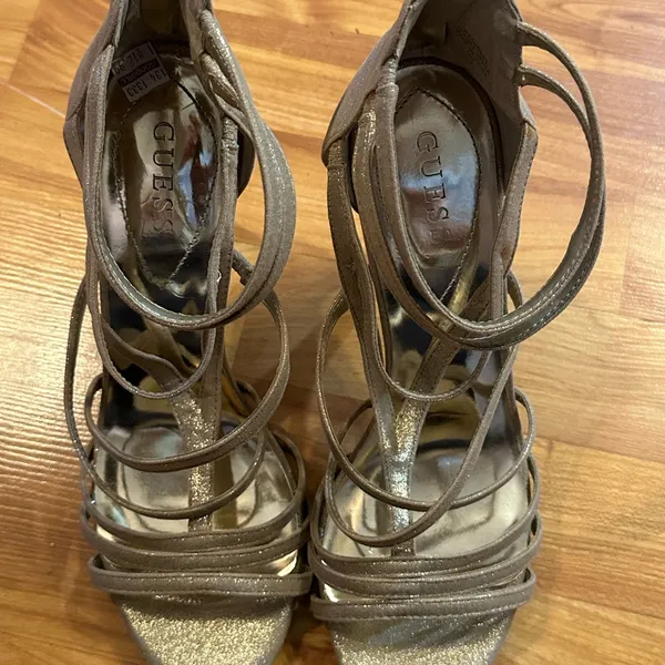 Guess Gold Metallic Strappy Heels size 10 - Image 4