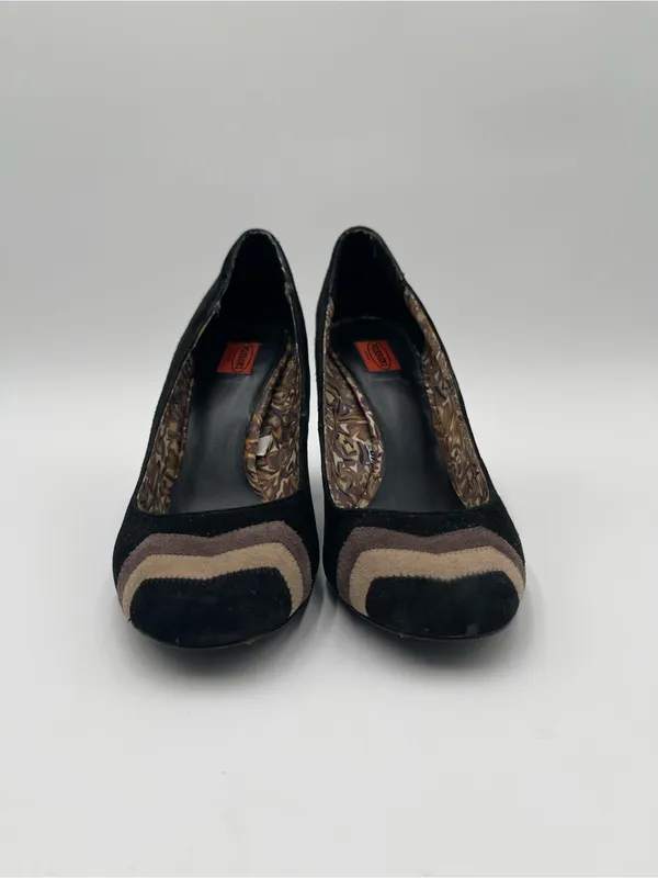 Missoni x Target Black & Brown Barkwood Zig Zag Suede Heeled Pumps Shoes Sz 8 - Image 5
