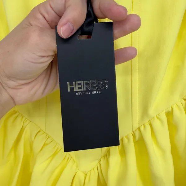 Heiress Beverly Hills Yellow Corset Mini Dress Size M NWT Sleeveless V-Neck‎ - Image 4