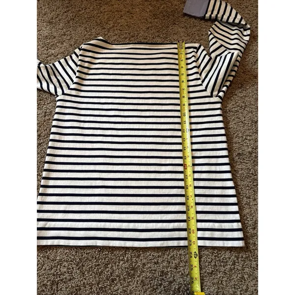 J. Crew Boatneck Black & White Striped Cuffed Long Sleeve T-shirt size S - Image 5