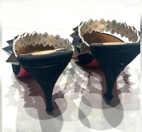 Christian Louboutin Suede Planet Choc 80 Mules - Image 4