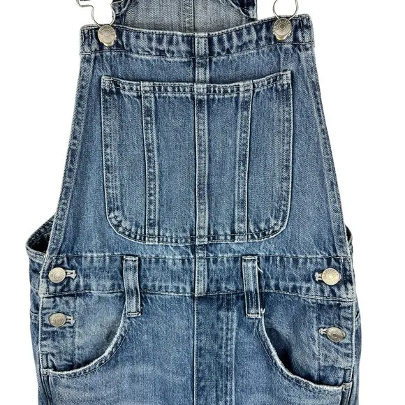 Madewell‎ Straight-Leg Jean Overalls XXS Hickory Wash Faded Denim Cropped Length - Image 9