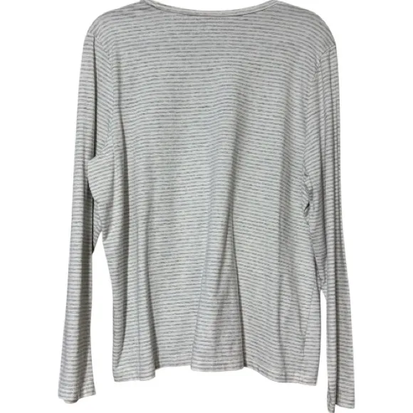 L.L. BEAN women’s plus size 1X striped pullover long sleeve tee grey and ivory - Image 7