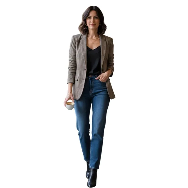 Zara Woman Plaid Comfort Knit Blazer Jacket Size XL (44) Brown Black - Image 8