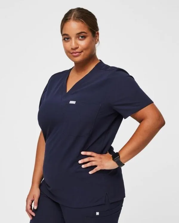 Figs Women's Catarina One Pocket Scrub Top Navy Blue V-Neck Medical Shirt Sz XXL - Image 12