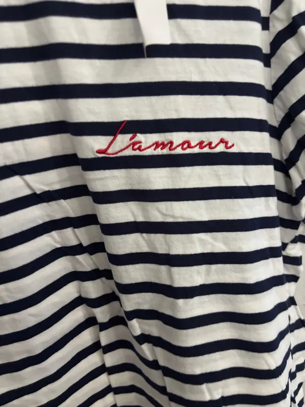 H&M Striped Tee Shirt embroidered  - Image 2