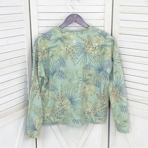 Body Glove Let's Get Salty Tropical Print Shirt Green Small‎ Crop Sweatshirt - Image 9