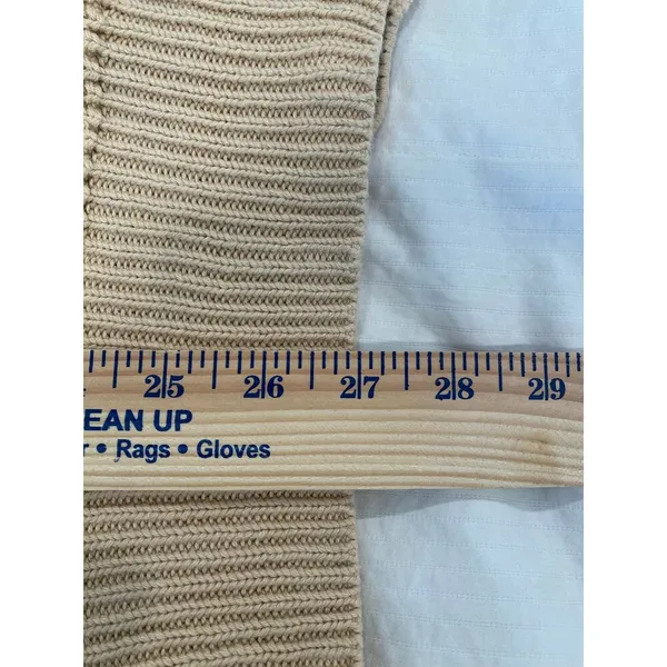 Qualfort Womens Knit Cardigan XL Beige Button-Up 100% Cotton Lightweight Sweater - Image 9