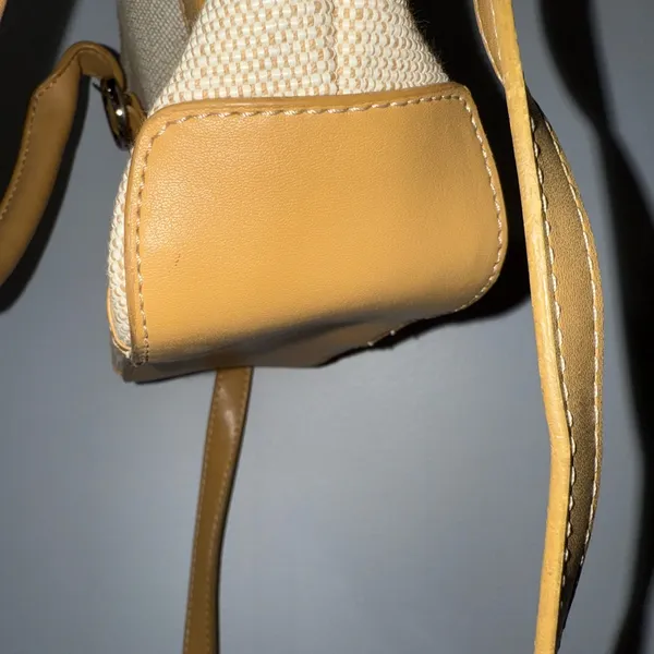 Fossil Small Woven Hand‎ Bag Cream and Tan Sunday Best Crossbody M - Image 11