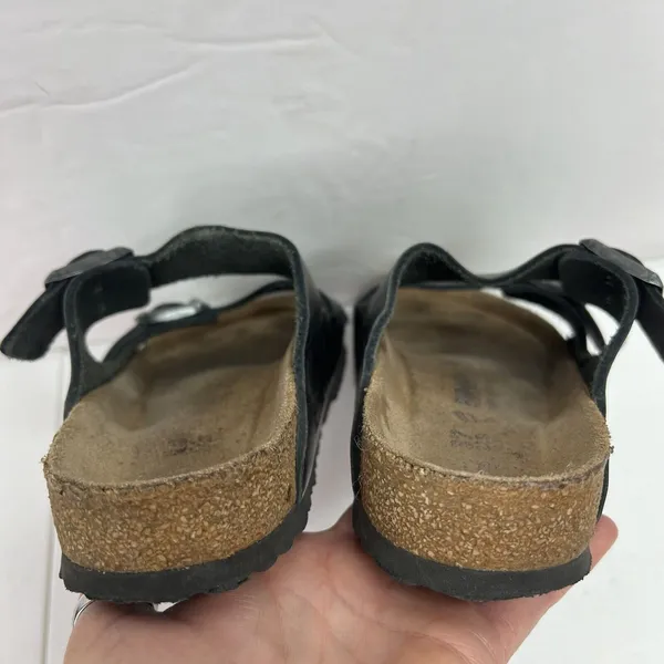 Birkenstock Arizona Size 37 US 6 6.5 Leather Sandals Anthracite Metallic Pewter - Image 11