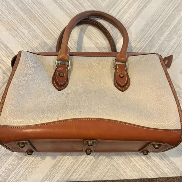 Dooney & Bourke Ivory & Brown Vintage Satchel Bag - Image 6
