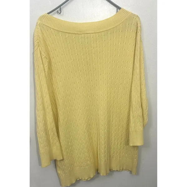 VTG Faded Glory Cotton Blend Cable Knit Sweater Buttery Yellow Plus 3X 22W/24W - Image 2