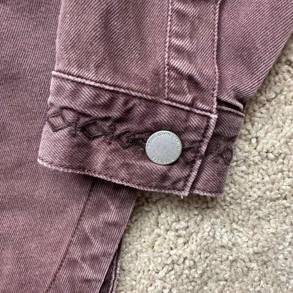 Dear John Purple/Maroon Denim Button-Up Jacket with Embroidered Aztec Details - Image 4