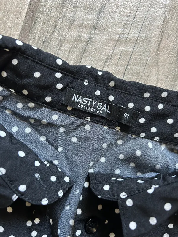 Nasty Gal Black Button-Down Polka Dot Shirt - Image 2