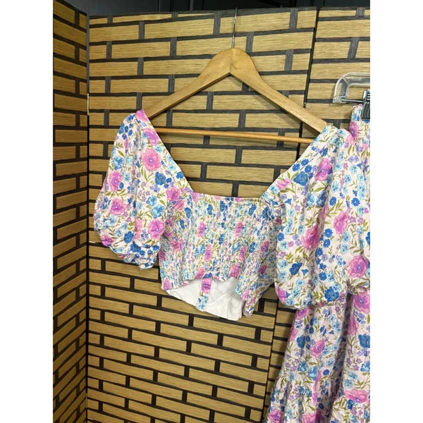 Salt Water Luxe Pink Floral Two Piece Skirt Set‎ Size Medium - Image 3