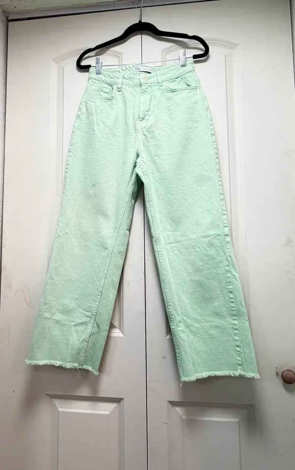 🌿 Not Your Average Blue Denim! 💚 Zara Mint Wide Leg Jeans (US 2 / EUR 34) - Image 8