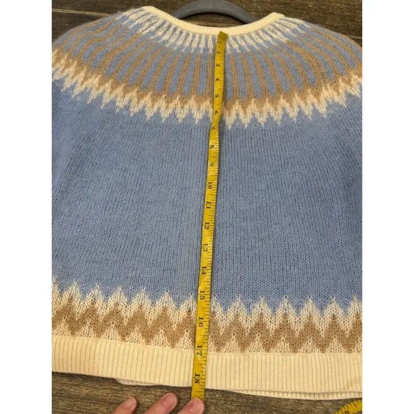 J.Crew Fair Isle Cardigan in Frosted Tundra Snow Brushed Yarn Sweater Medium - Image 10