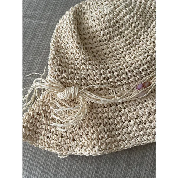 Golden Grove Trading Company Woven Sun Hat with Beading Detail Size S/M - Image 4