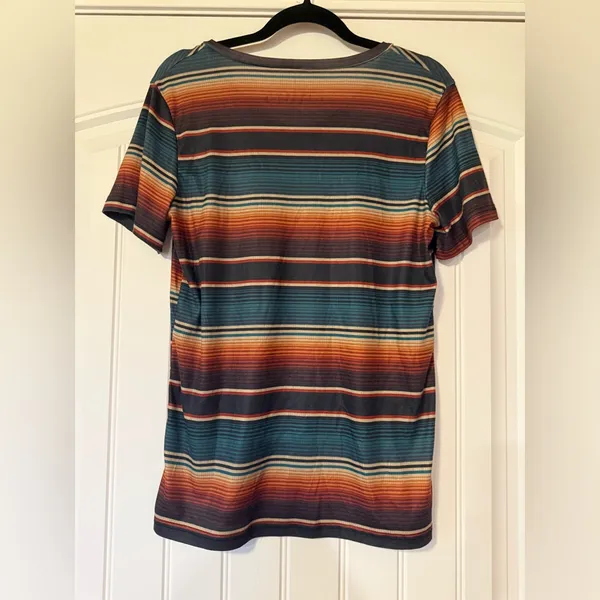 Crazy Train Strait Outta The South‎ Serape Stripe V-Neck Graphic T-Shirt Small - Image 3