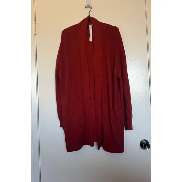 Lululemon Merino Wool-Blend Ribbed Long Wrap Sweater Cayenne Size 12 - Image 3