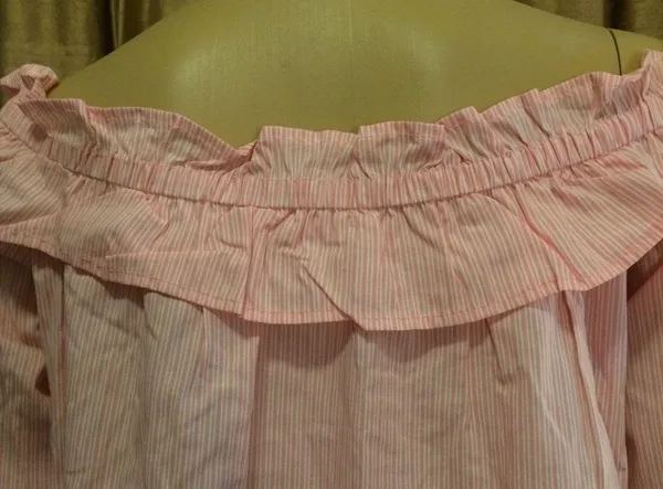 Heart & Hips 100% Cotton Candy-Striped Off the Shoulder Top - Image 5