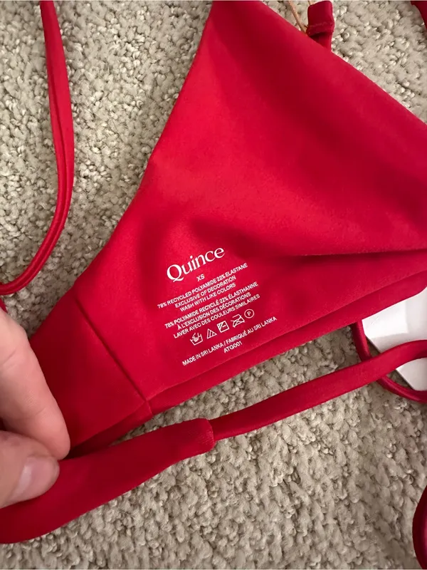 NWT Quince Italian knot bikini top cherry red extra small - Image 4