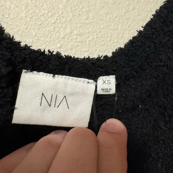 NWT NIA Black Fuzzy Women's Crop Top - Image 2
